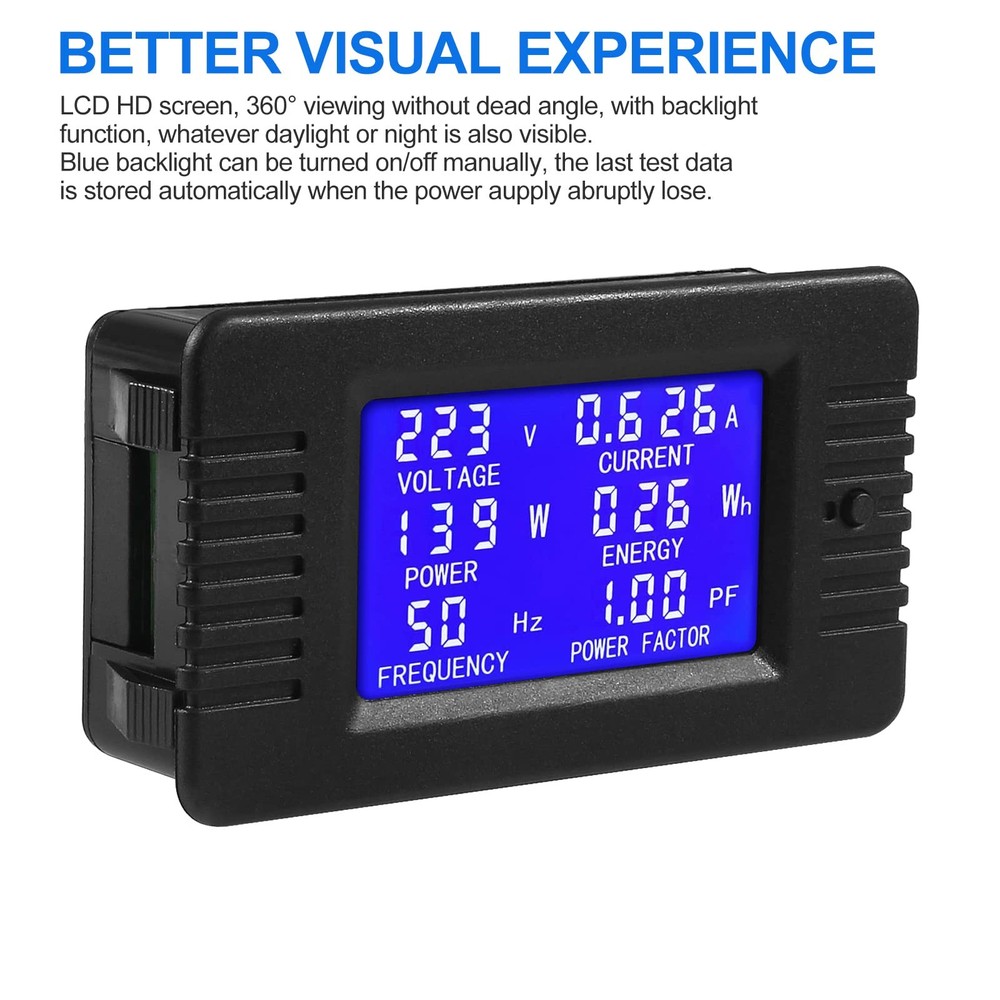 AC Digital Meter 80-260V 100A LCD Display Multimeter Ammeter Voltmeter