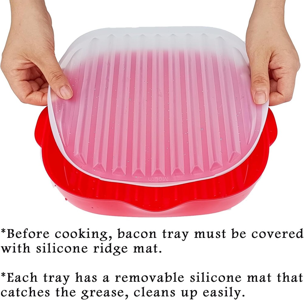 Microwave Easy Bacon Maker, 2Pcs Microwavable Grill Tray