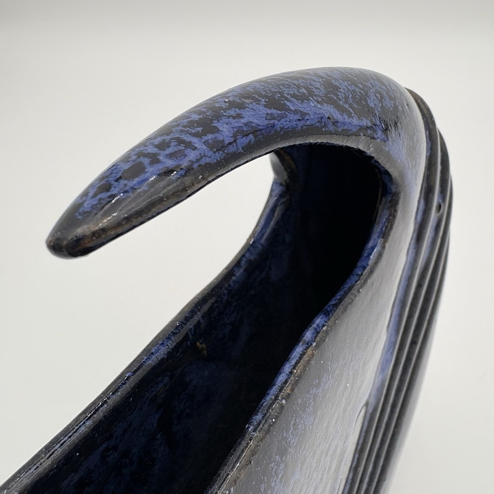 Vintage Ceramic Case Studio Dark Blue Glaze Abstract Shape