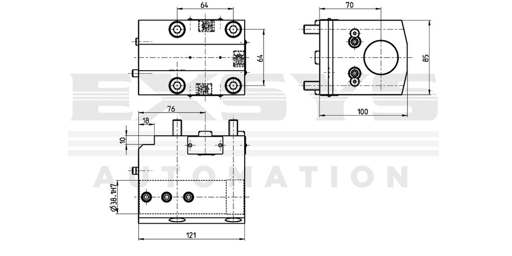 Boring bar holder, angular, left/right hand cylindrical chuck Ø38, 7.078.198