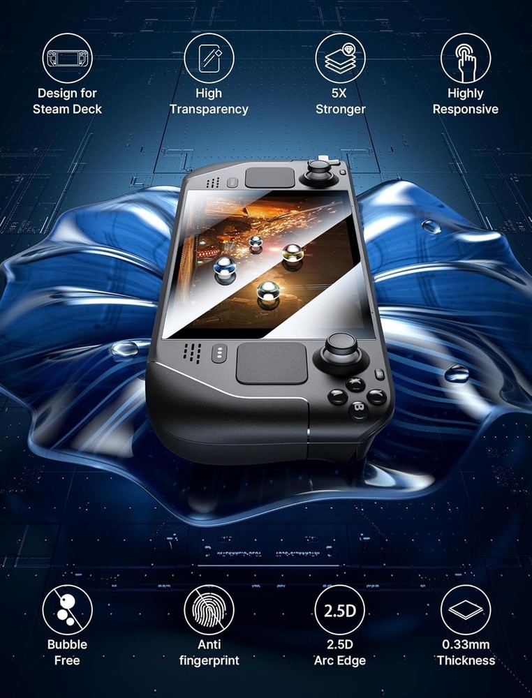 Steam Deck 2-Pack Screen Protector 9H Tempered Glass HD