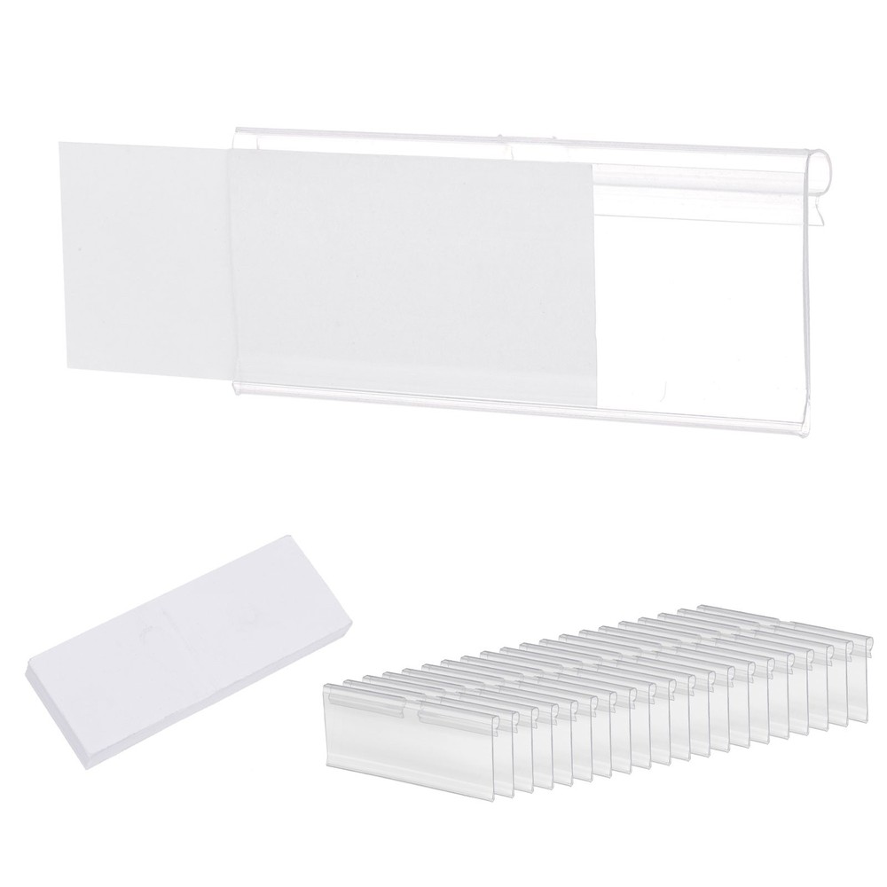 60Pcs 3.9x1.7" Wire Shelf Label Holders with Paper