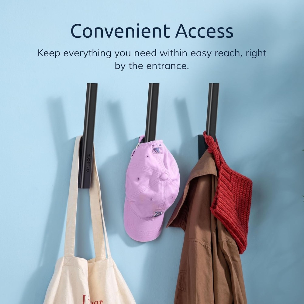 Hat Rack for Baseball Caps – Wall Mounted Vertical Holder, 2 Pack, Black