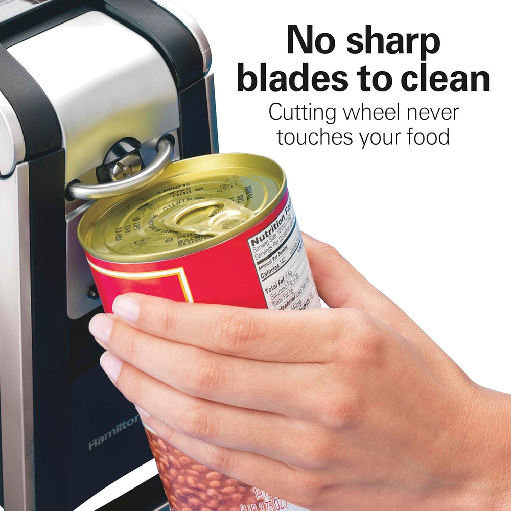 Smooth Edge Electric Automatic Can Opener for Kitchen with Easy Push down Lever,