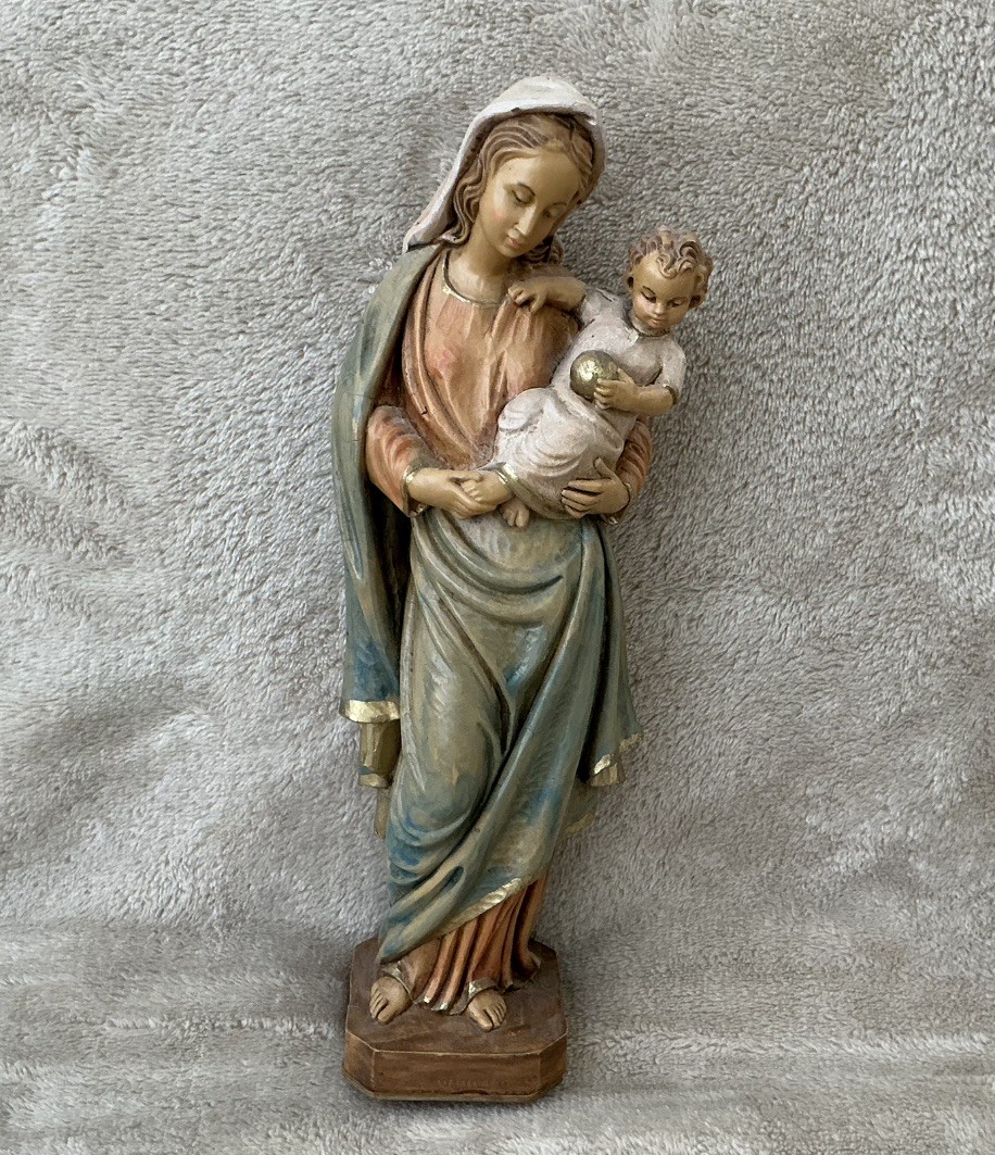 Vintage Malsiner Italy Madonna & Child Figurine Virgin Mary & Baby Jesus 9.5"