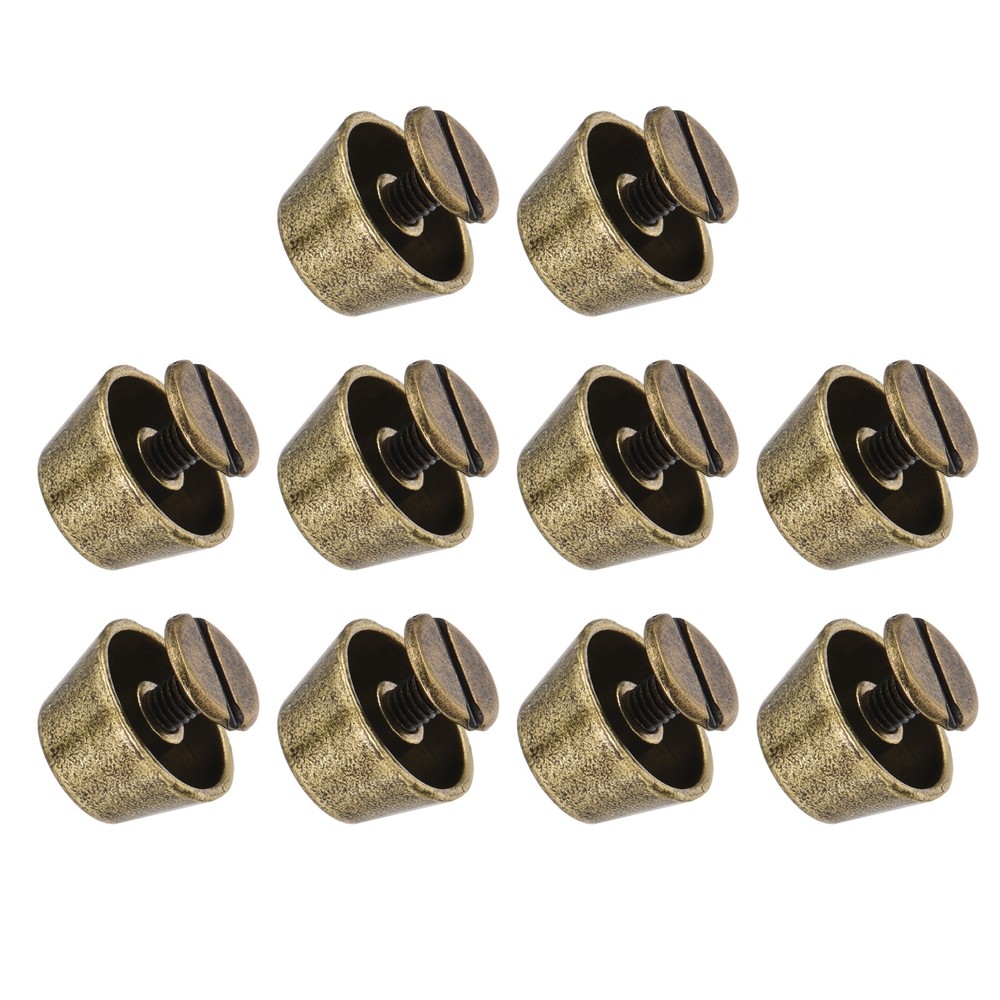 Screw Back Stud Spike (12x7mm) 10pcs, Flat Head Stud Rivets Bronze Tone