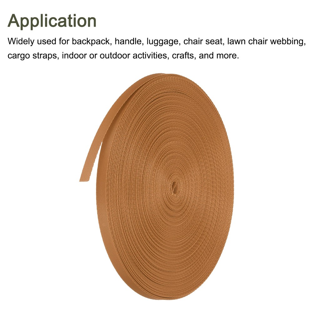 Flat Nylon Webbing Strap 3/8 Inch 50 Yards Tea Brown for Backpack
