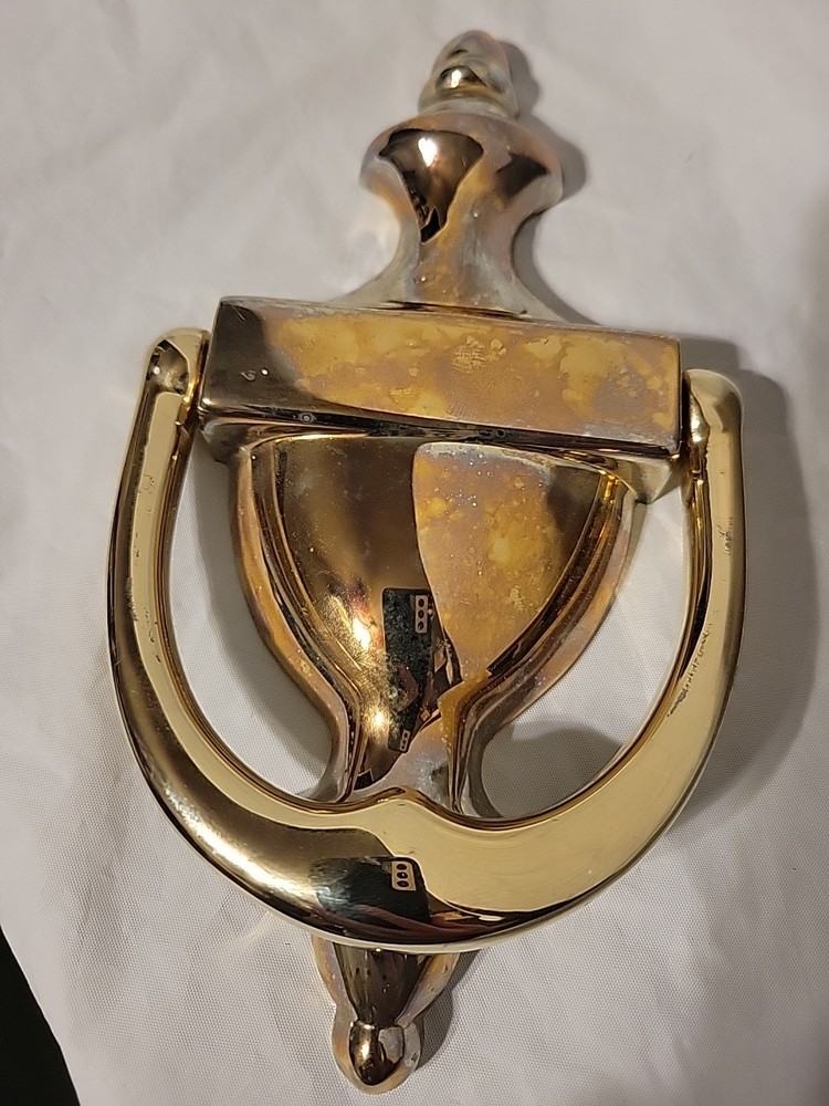 Vintage Door Knocker Solid Polished Brass Colonial Baldwin Design Preowned