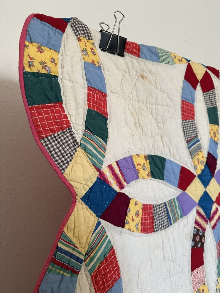 Antique Early Patchwork Pattern Wedding Ring Quilt