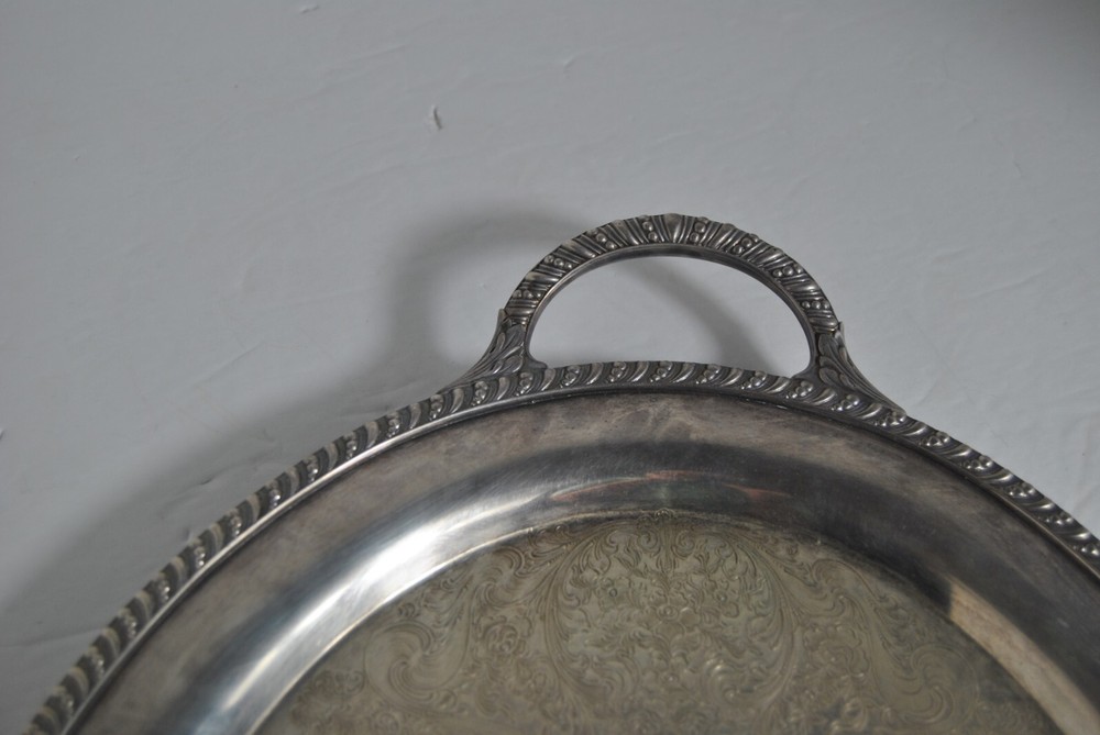 WM ROGER 3680 Avon Silver Plated Oval Serving Tray with Handles 20 1/2"