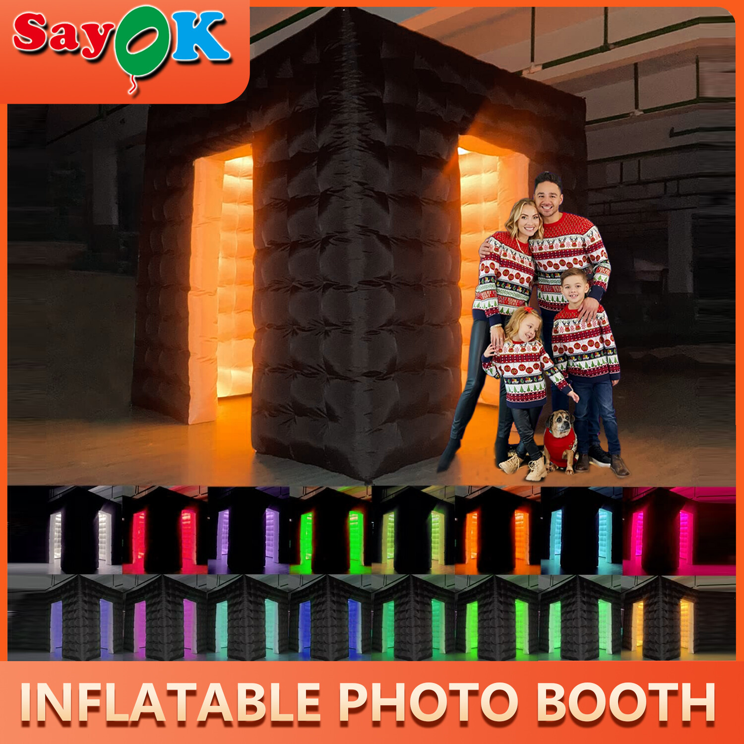 Inflatable Photo Booth Portable Shooting Photobooth Tent Enclosure Kit W/LED
