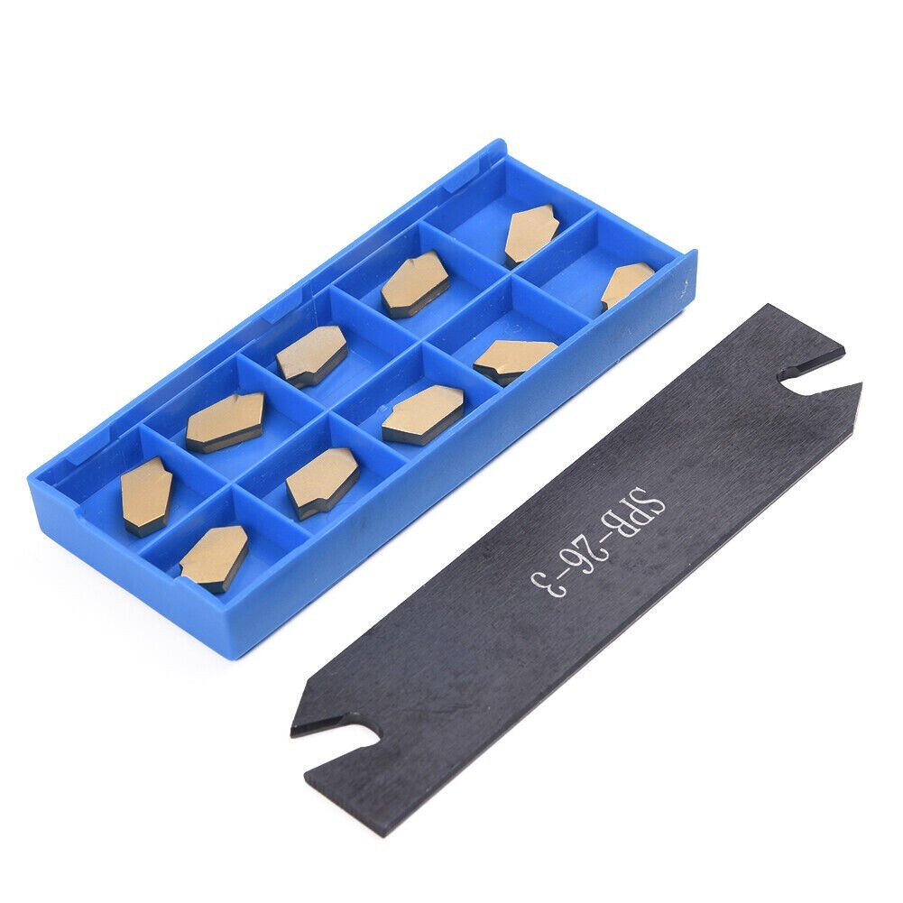 10 Pcs GTN-3 SP300 Insert Lathe Cut Off Grooving Parting Tool Holder SPB26 -3