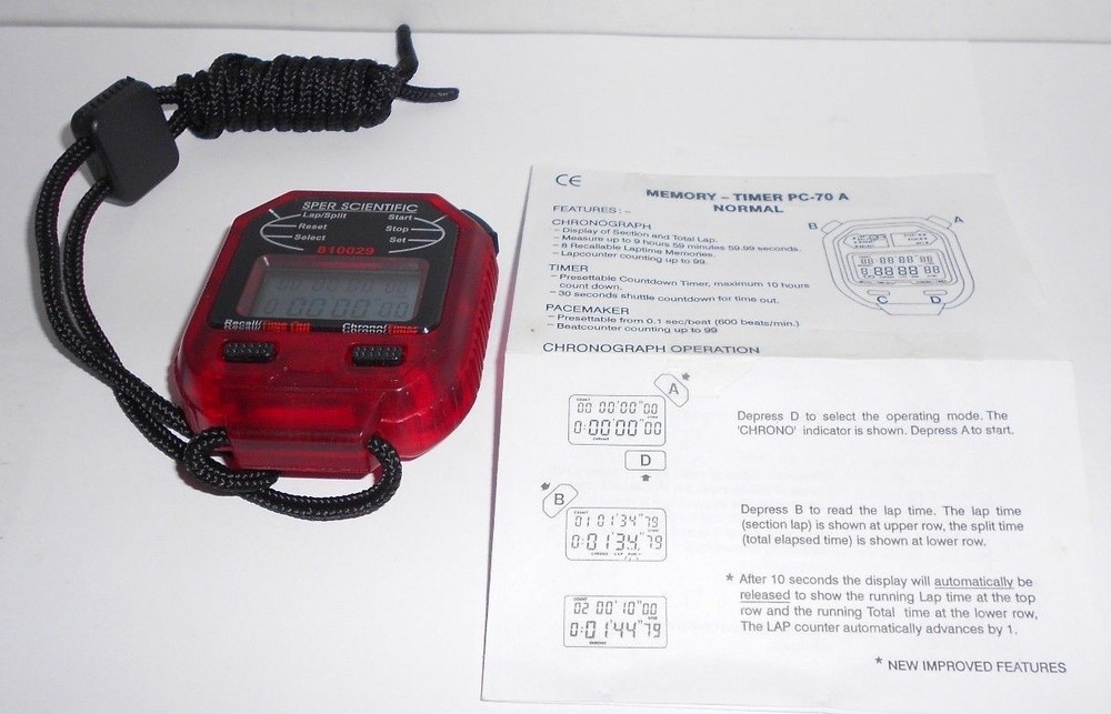 Sper Scientific 8-Memory Count Up/Down Timer Stopwatch 810029R