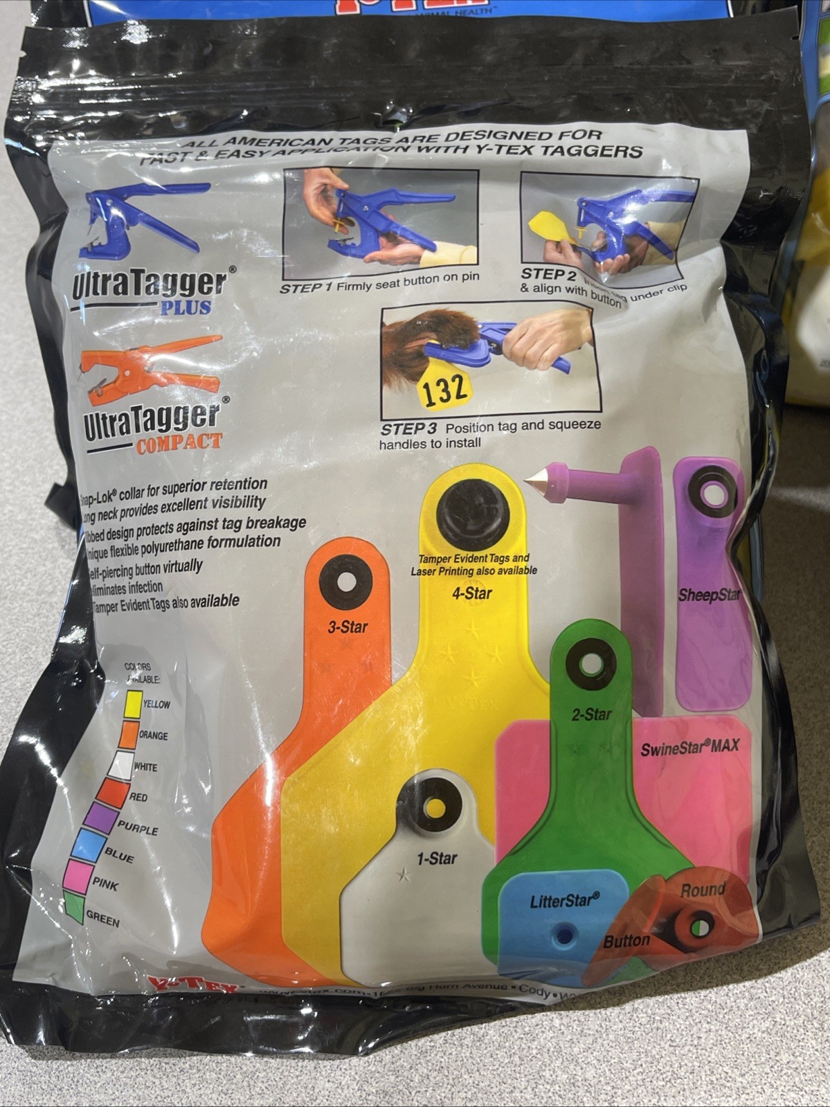 Y-Tex 4 Star Large Cattle Tags 25 Pack, 2 Piece Ear Tag System, Yellow, 176-200