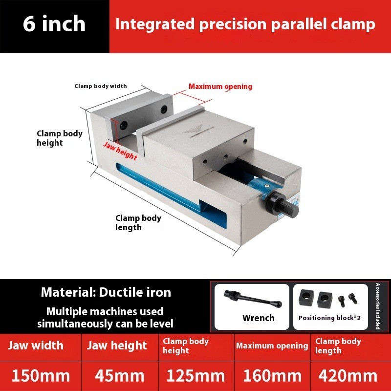 6-inch Milling Machine Parallel Jaws Right Angle Fixture Smooth Surface Type