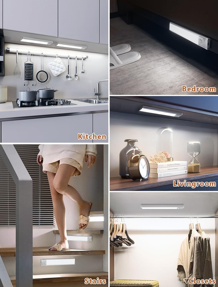 Under Cabinet Rechargeable Lighting: Motion Sensor Dimmable Lights Indoor - B...