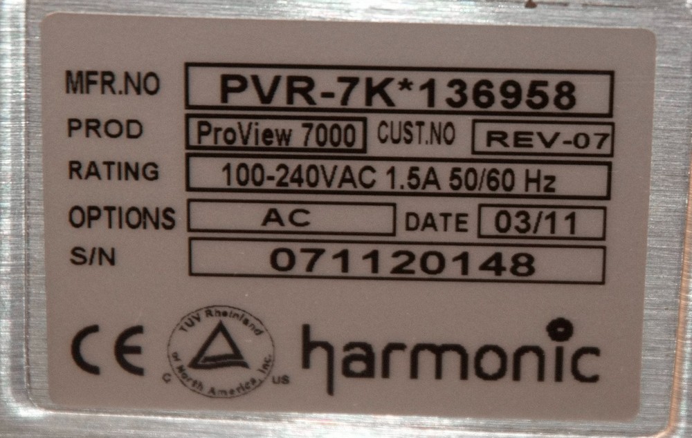Harmonic ProView 7000 PVR-7K 136958 DVB Receiver