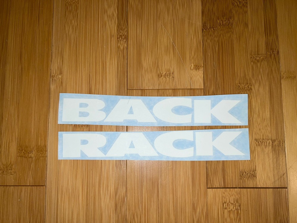 BACK RACK Replacement White STICKER Kit (9in x Each Word) Truck Split Word