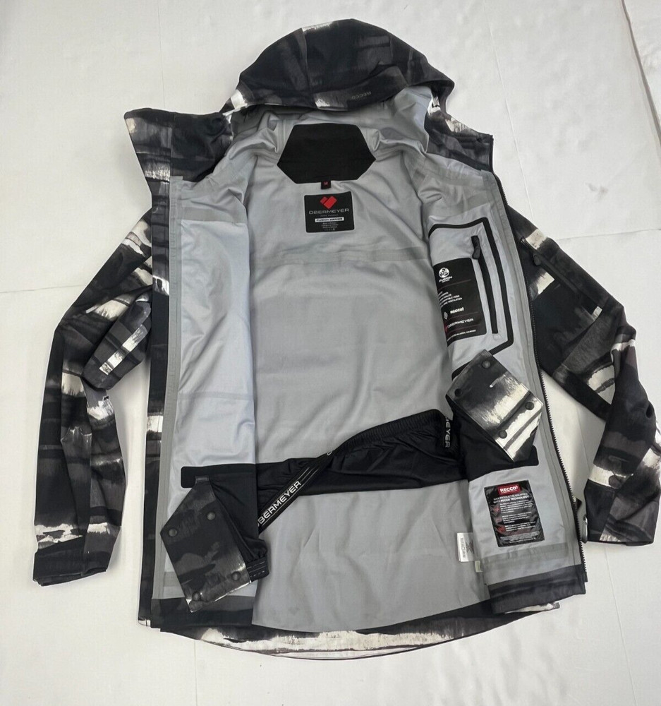 $400 Obermeyer Foraker Winter Shell Ski Jacket NWT Size Medium Men's Black/White