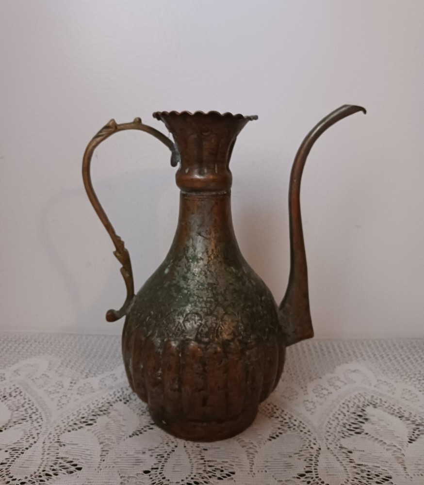 Antique Hand Hammered Middle Eastern Copper Water Pitcher, Egypt