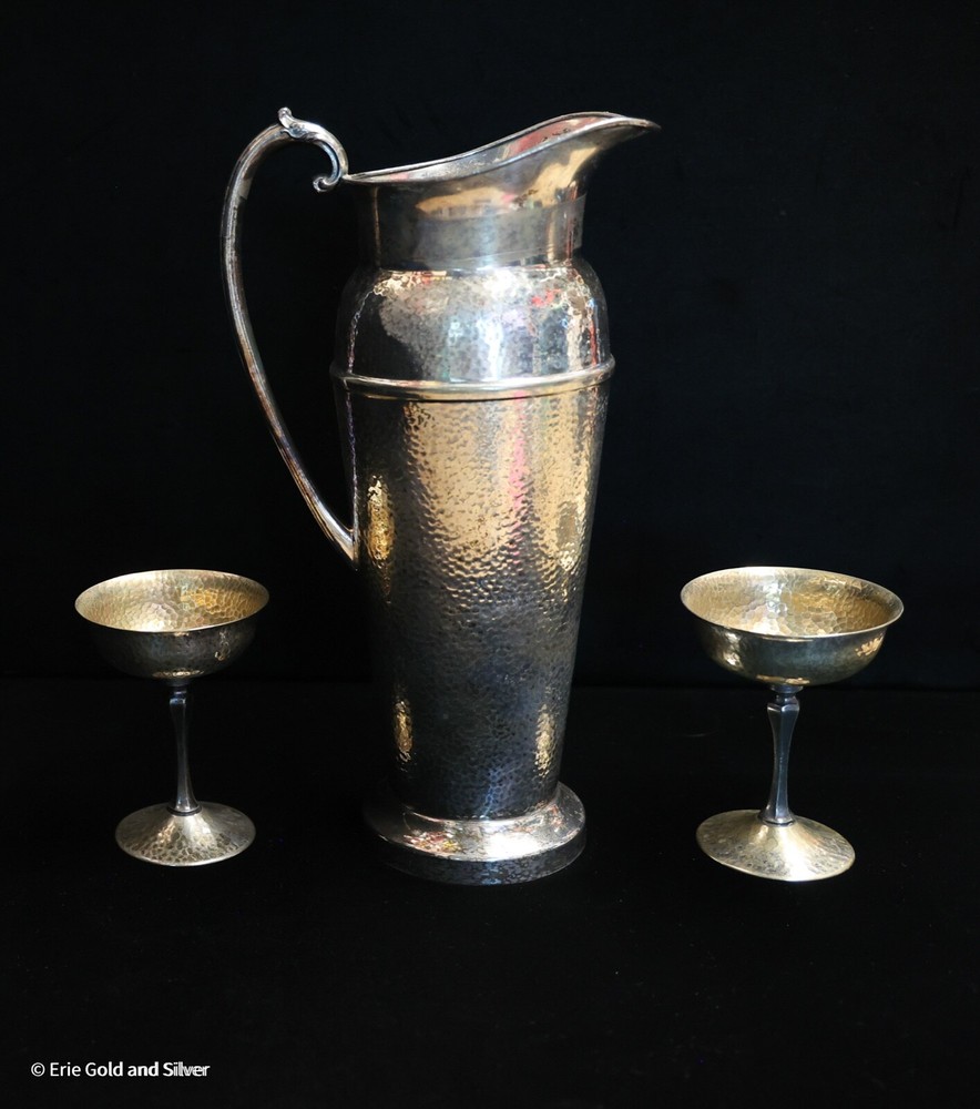 Bernard Rice's Sons inc Apollo e.p.n.s. Pitcher & Cups 2x