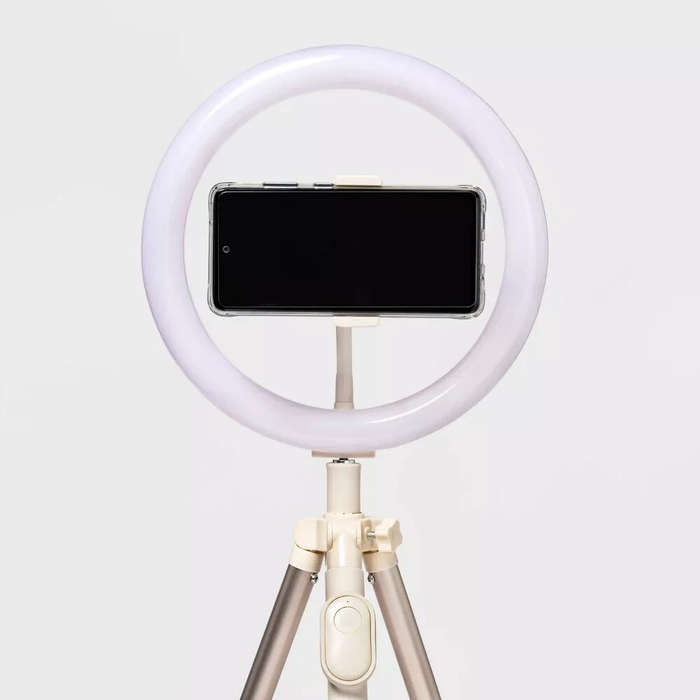 heyday Ring Light with Tripod - Stone White, 10" Light, Extendable, Bluetooth
