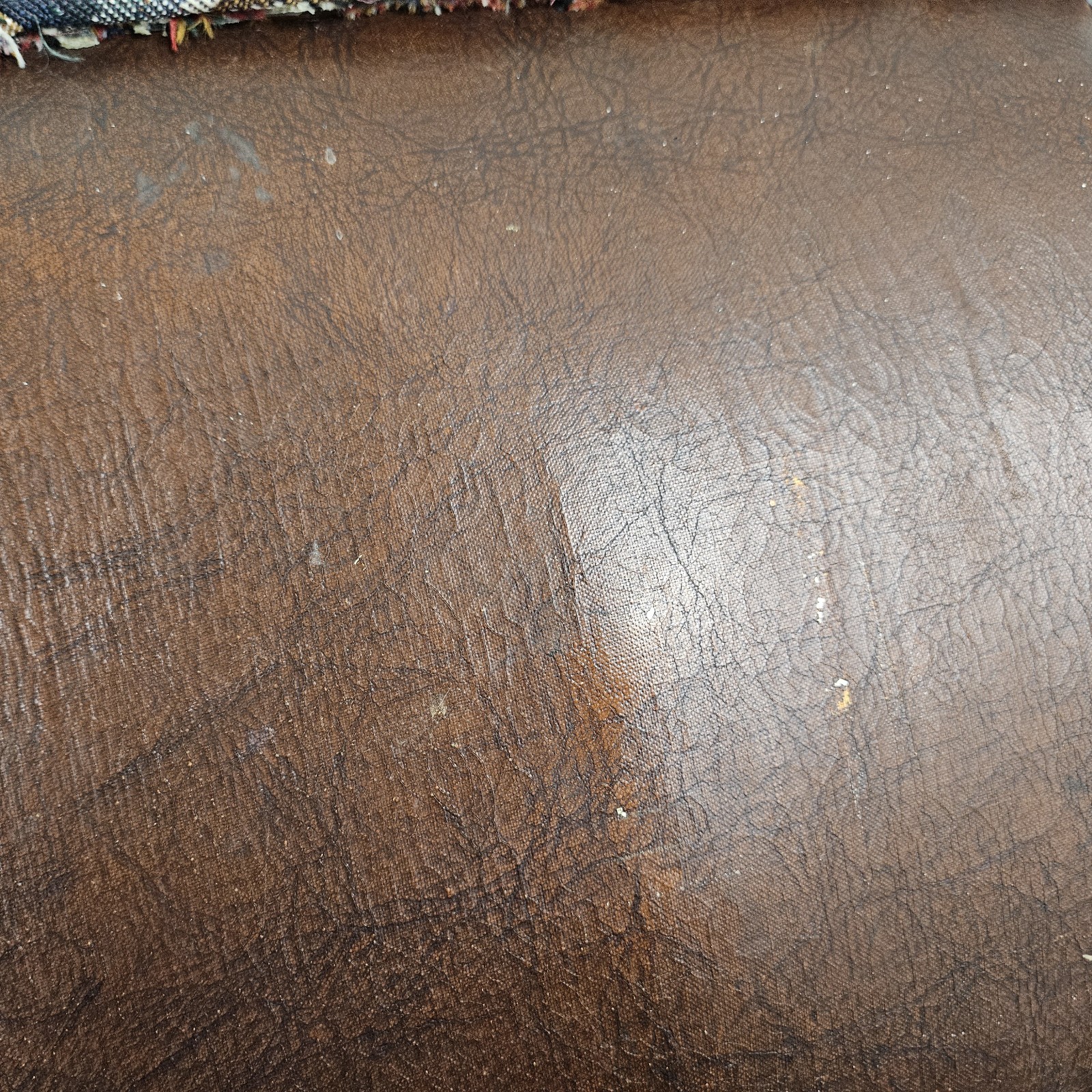 Chinoisiere Footstool Ottoman Leather Upholstered Vintage Chinese Chippendale