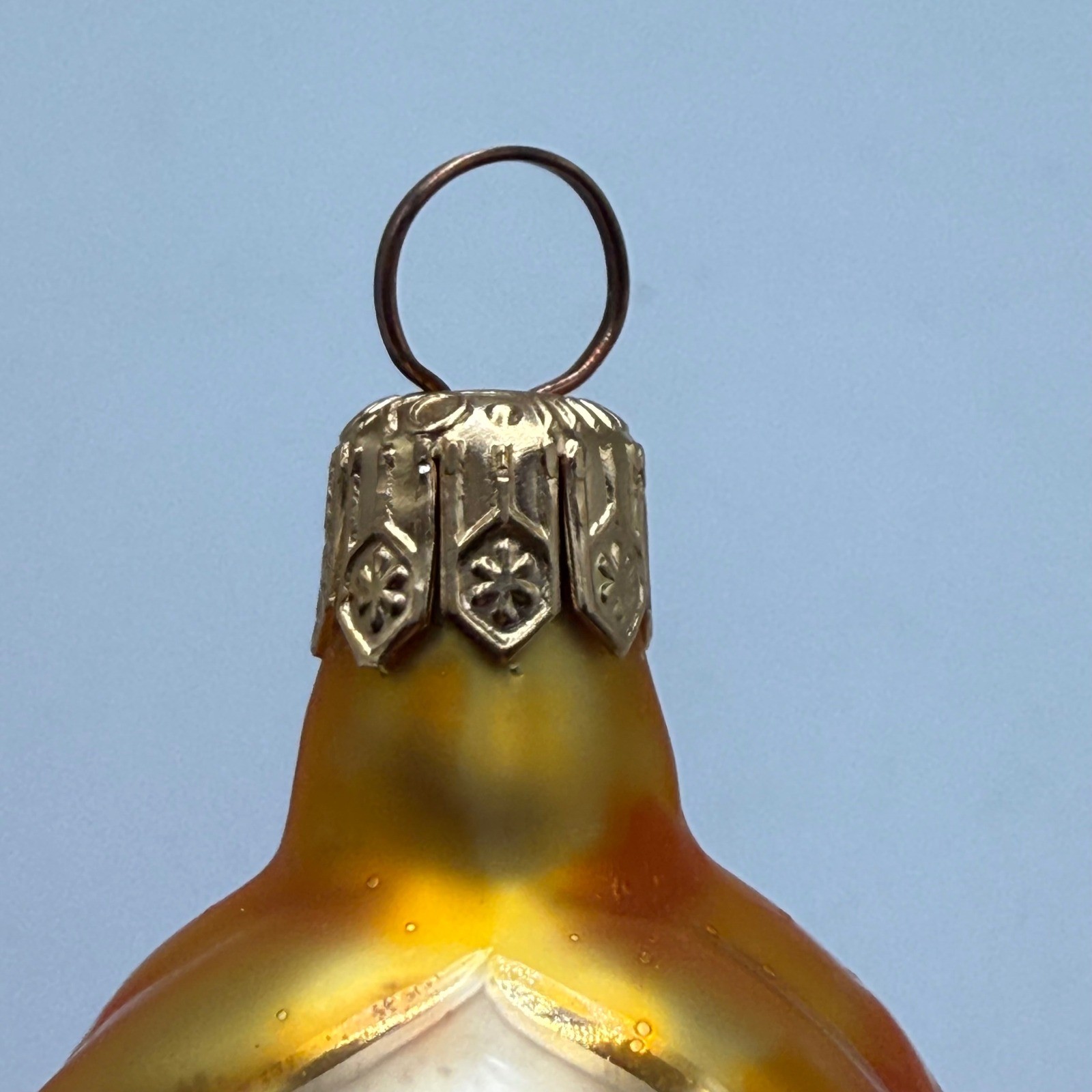 Vintage Glass Angel Christmas Ornament Trumpet Purple Gold West Germany