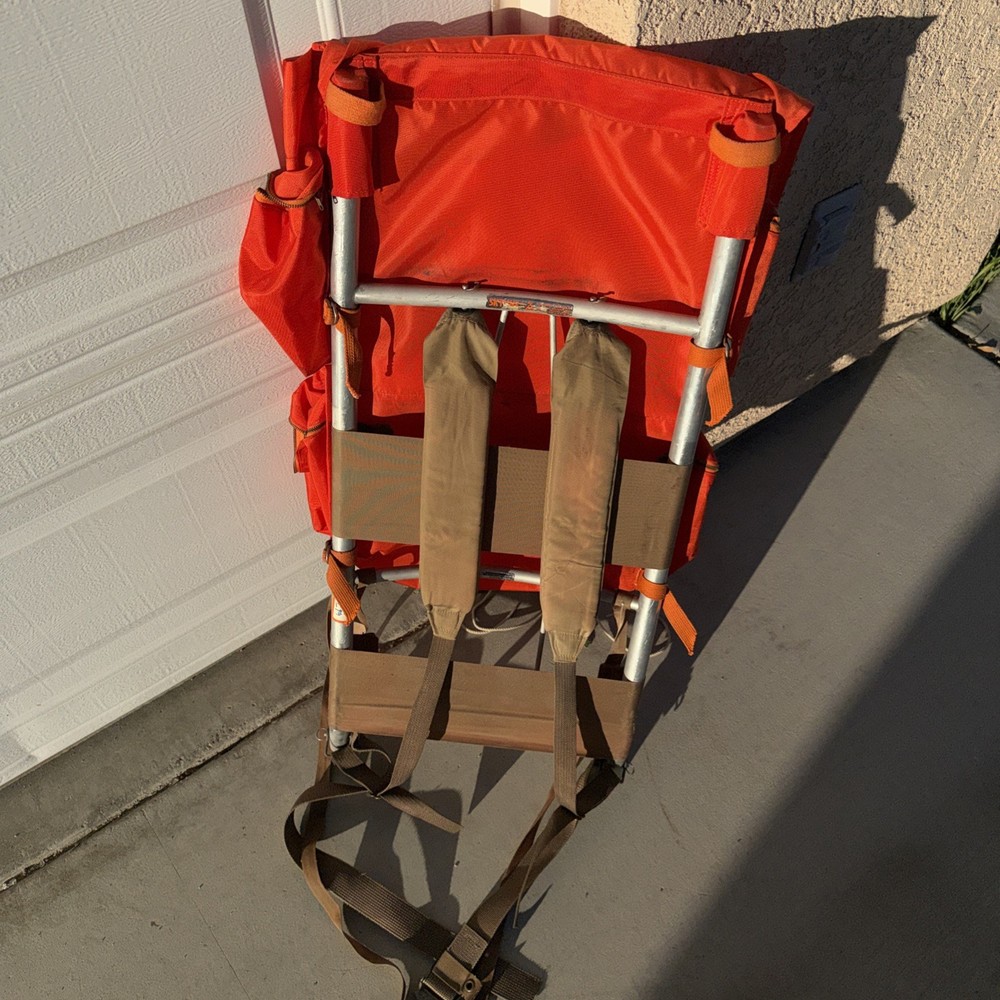 Skyline Camp Trail External Frame Hiking Backpack, Orange VTG