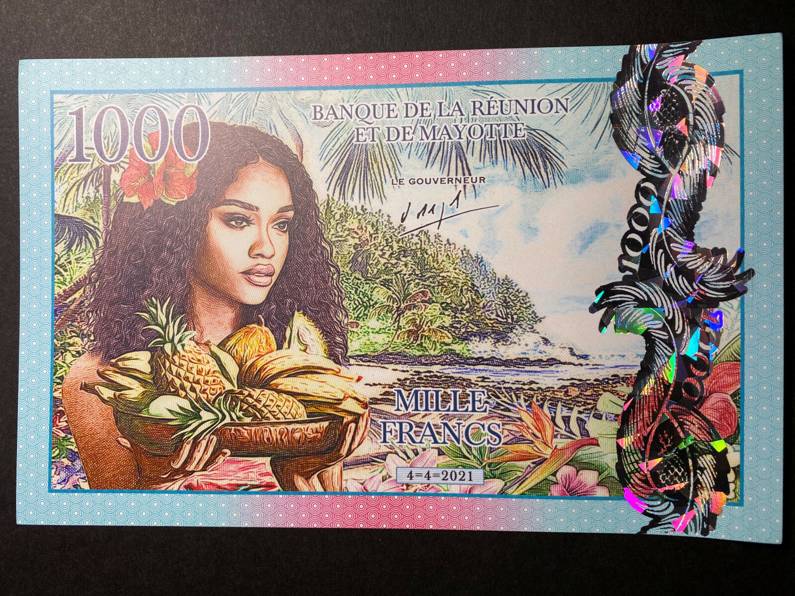 Reunion and Mayotte, 1000 Francs, 2021 Private Issue Fantasy Polymer