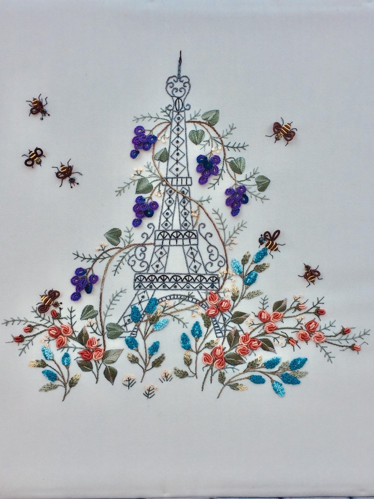 Lili - Springtime Eiffel Tower, an Advanced Brazilian Embroidery Pattern