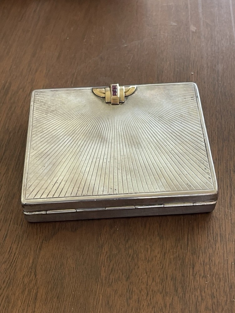 Vintage Tiffany Silver, Gold And Ruby Cigarette Case