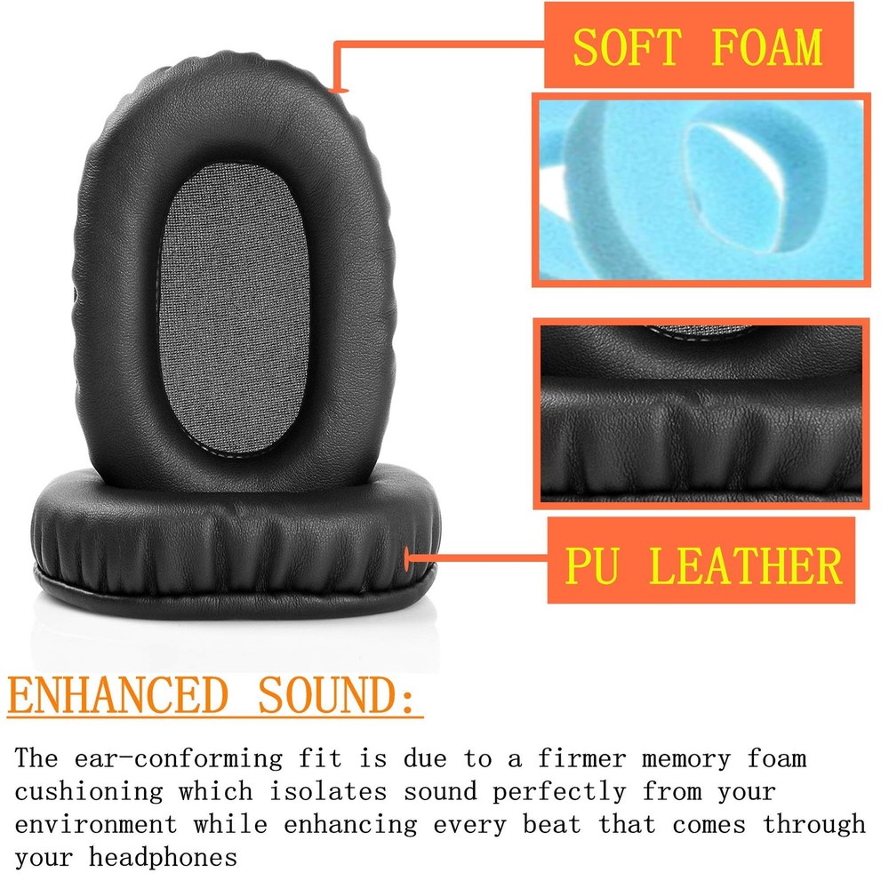 1 Pair Replacement Ear Pads Cushions Compatible with Insignia Black