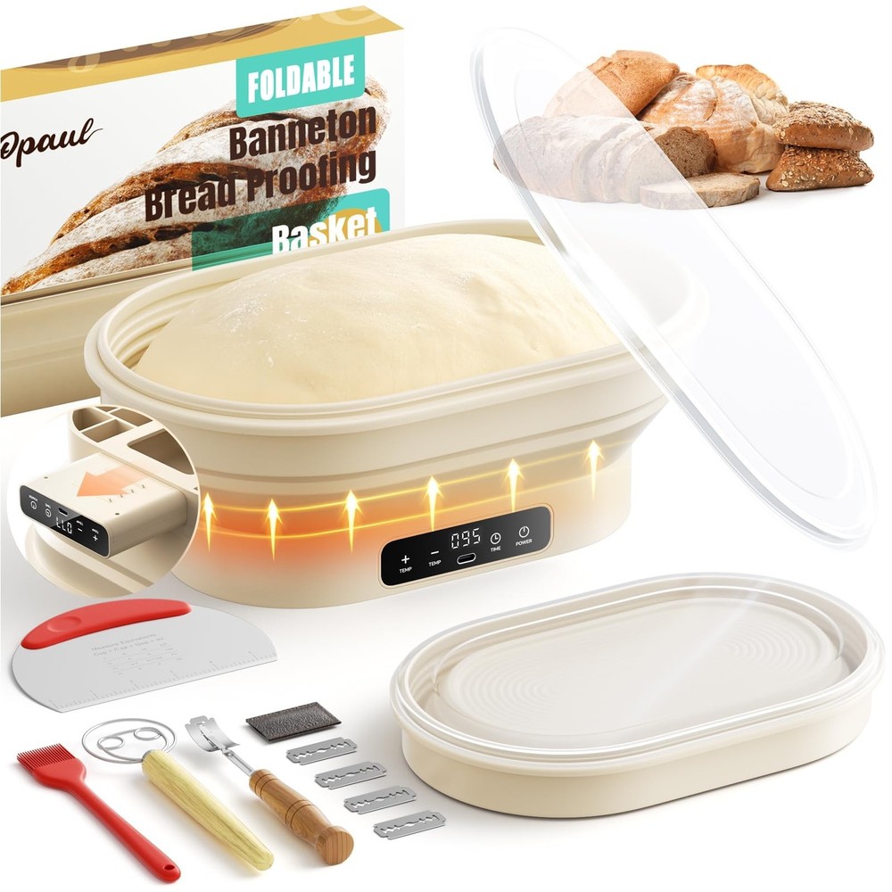 Heating Banneton Bread Proofing Basket, Foldable Sourdough Bread Baking Suppl...
