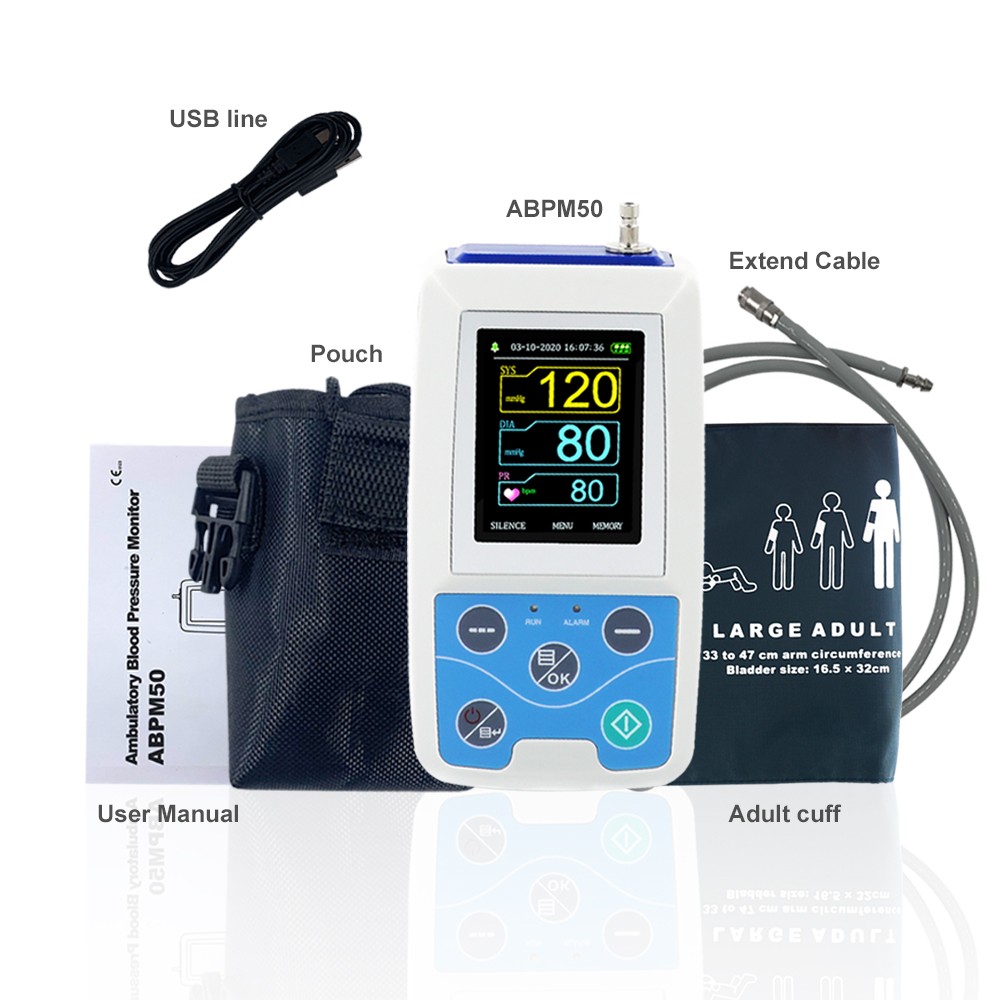 1PCS ABPM50 24 Hours Ambulatory Blood Pressure Patient Monitor NIBP Pr USB FDA