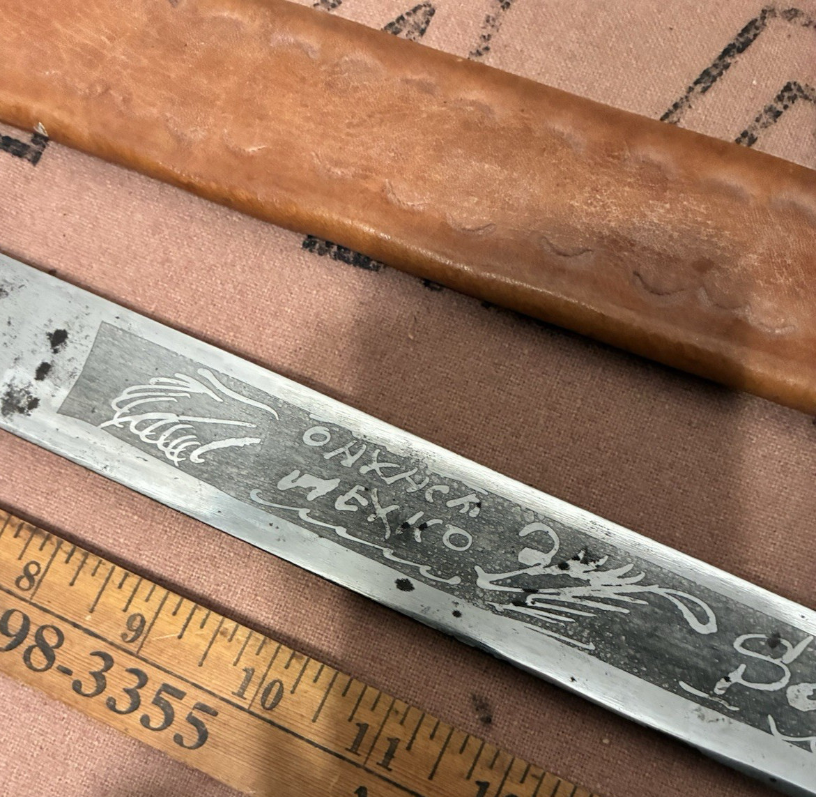 Oaxaca Mexican Machete Double Eagle Head with leather sheath