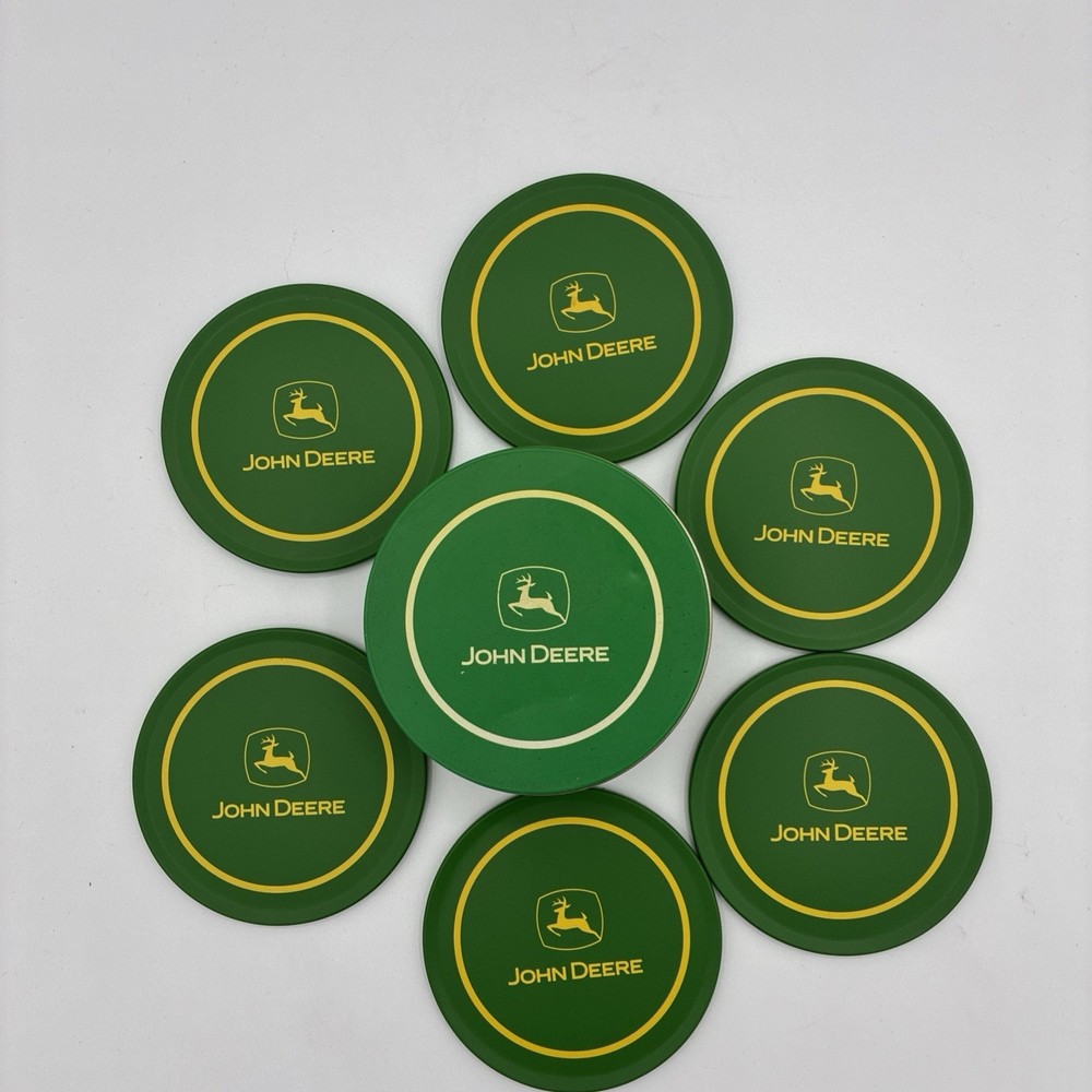 John Deere Coaster Set with Holder With Tin.