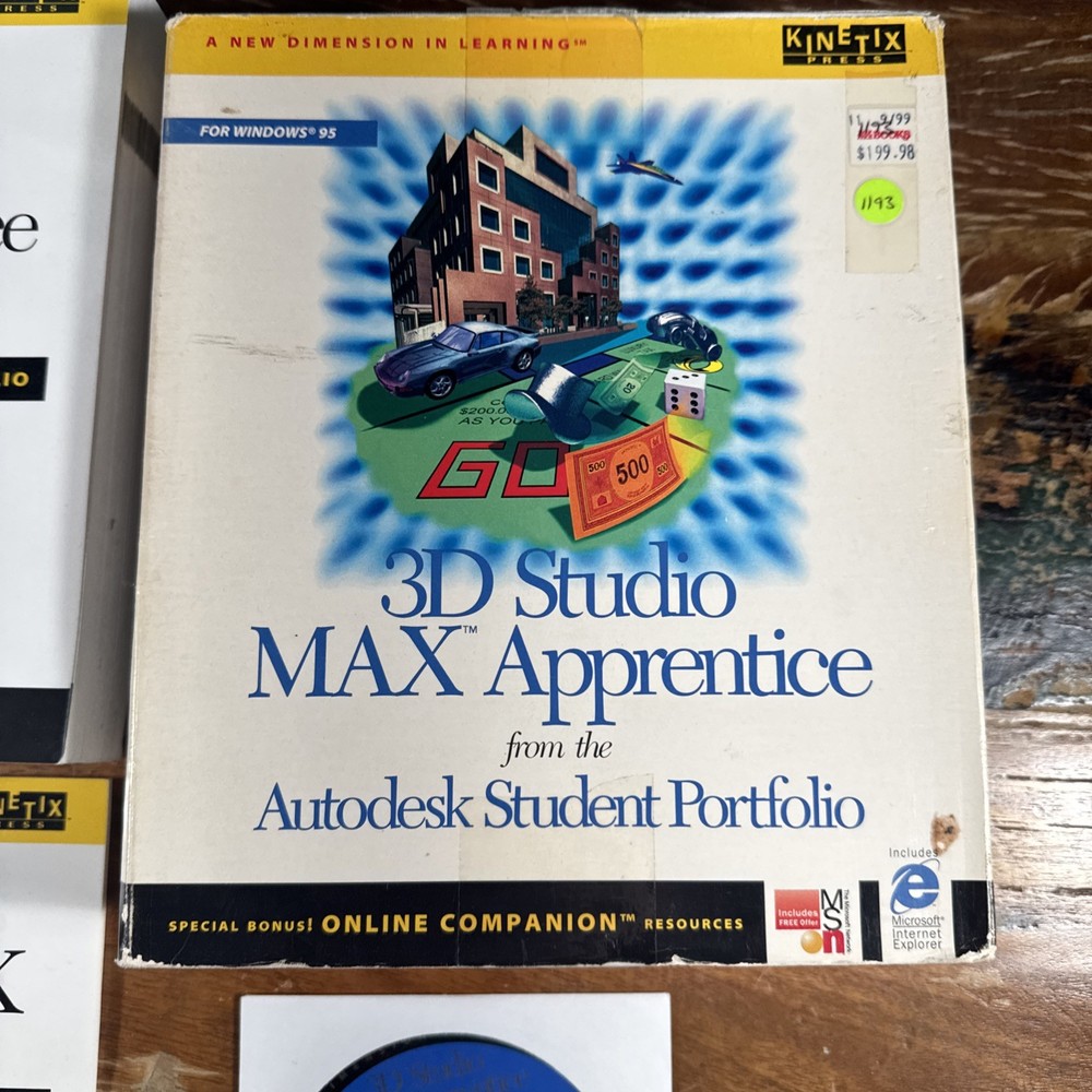 3D Studio Max Apprentice W/ User Guide Vintage 90s Programing Software 1995