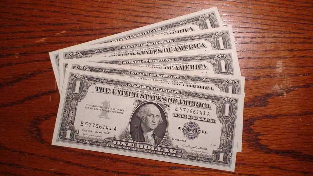 FIVE CONSECUTIVE 1957 A HIGH GRADE ONE DOLLAR NOTES 5 CHOICE UNC $1.00 BILLS!