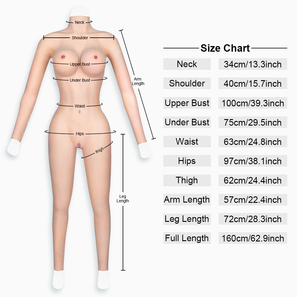 Silicone Bodysuit Breast Forms E Cup Fake Vagina Hip Shaping Female Body Suit