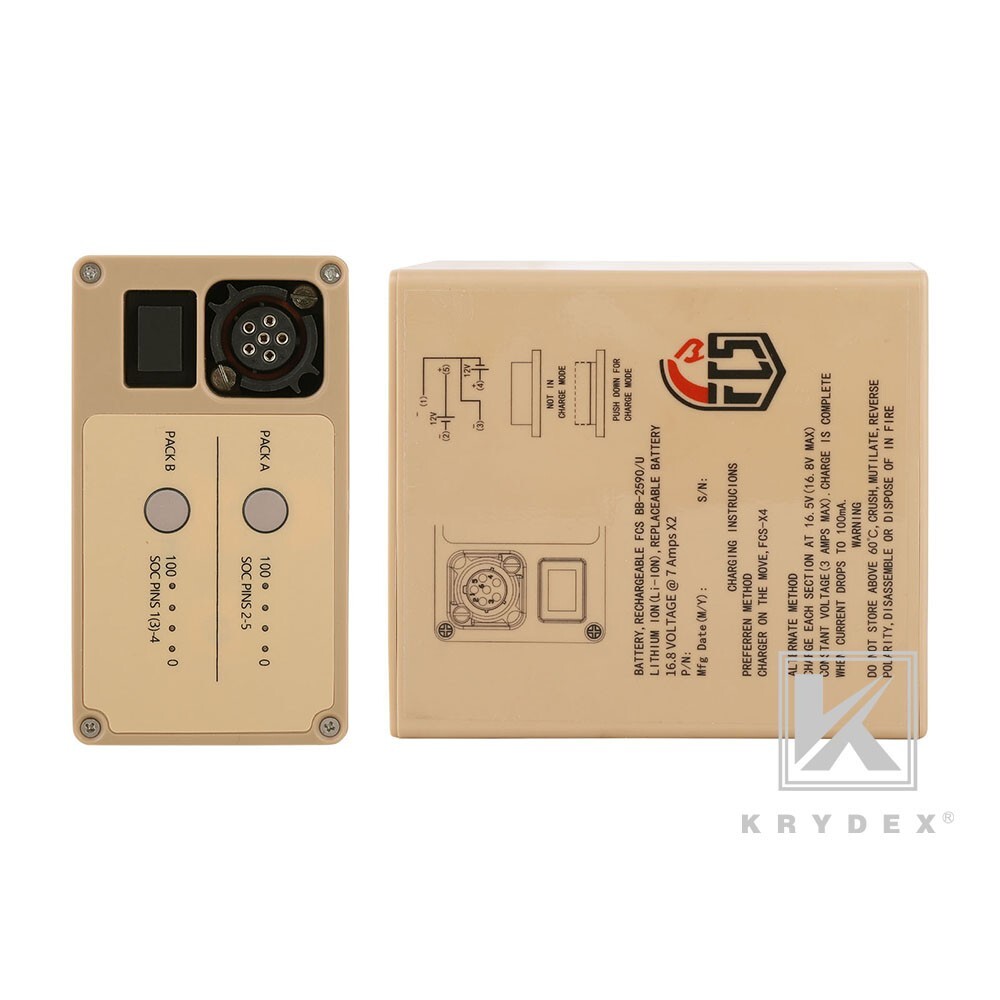 KRYDEX FCS Military BB-2590 Rechargeable Li-ion Battery Case 2x16.8V Output Tan