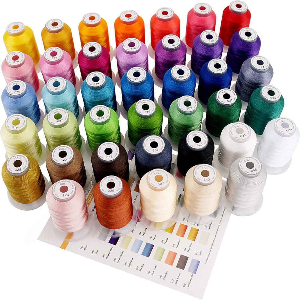 s 40 Colors 100% Polyester Machine Embroidery Thread 550Yd with Thread Nets