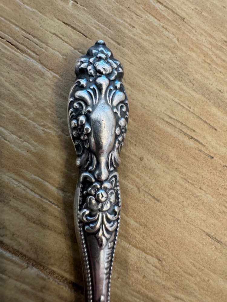 Antique Sterling Silver Handle Button Hook Beaded Floral & Scrolling Design