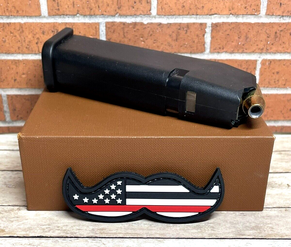 Flag Mustache PVC Patch - Tactical Morale Gun Thin Red Line Firefighter Patch