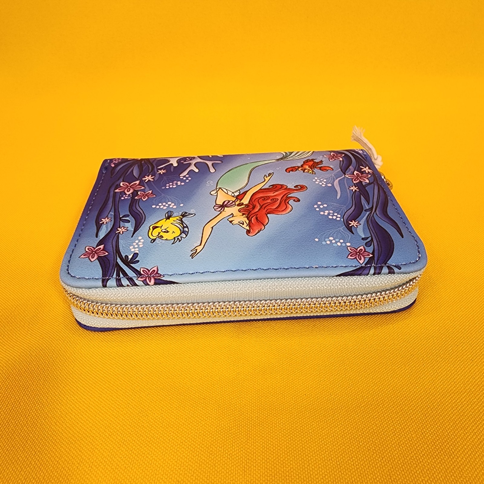 Loungefly Disney Princess Little Mermaid Ariel Flounder Sebastian Zip Wallet NEW