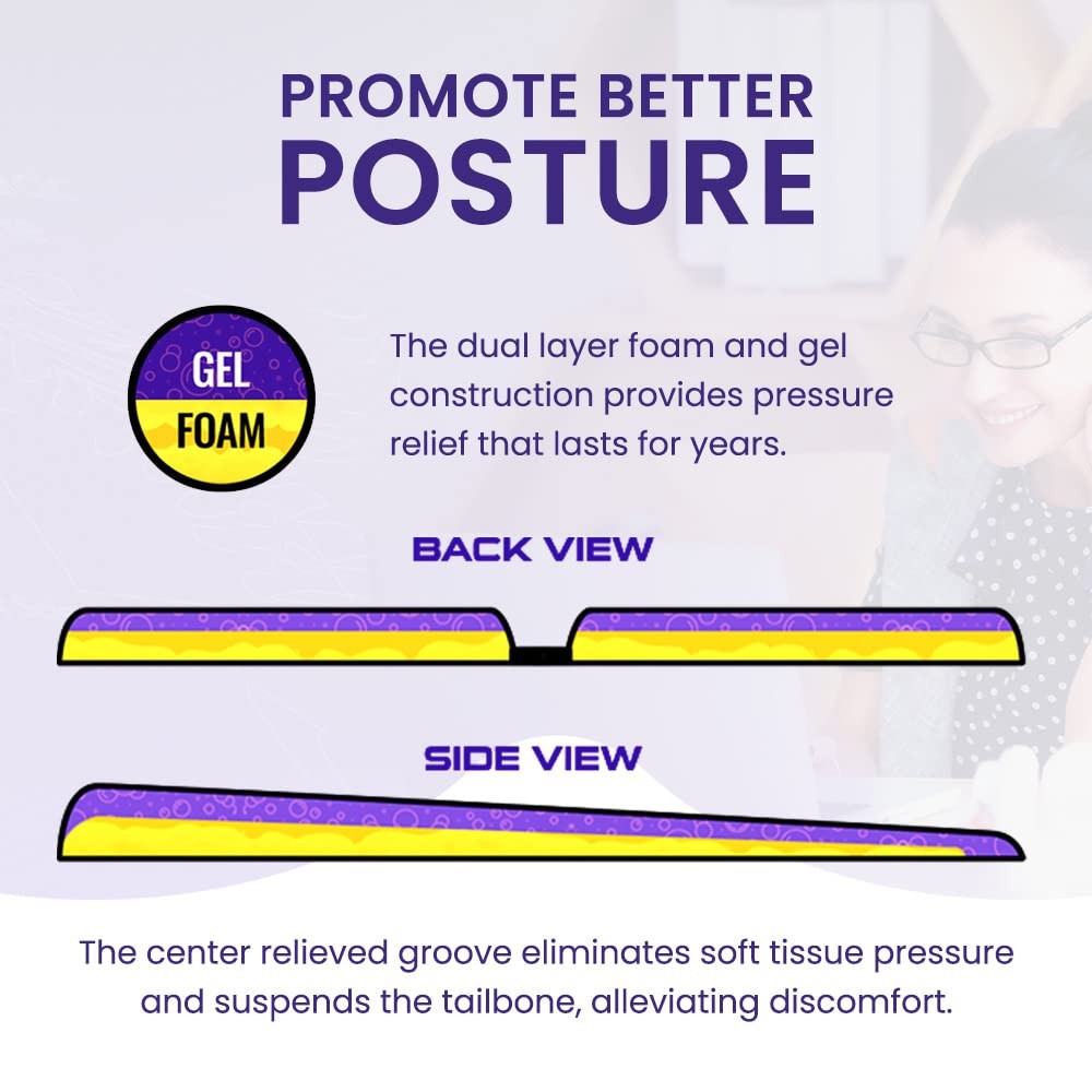 LITE Travel Foam Cushion | Back Pain, Sciatica, Pressure | Relieves Tailbone ...