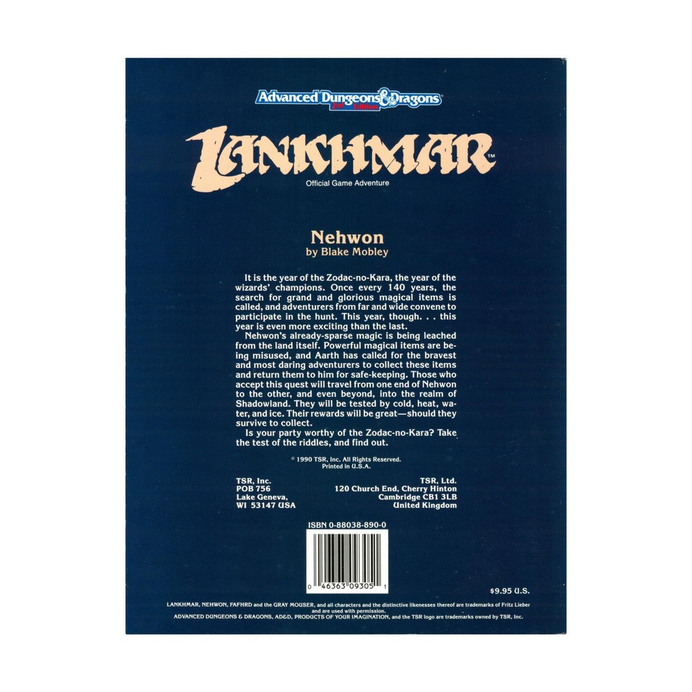TSR Lankhmar Nehwon VG+