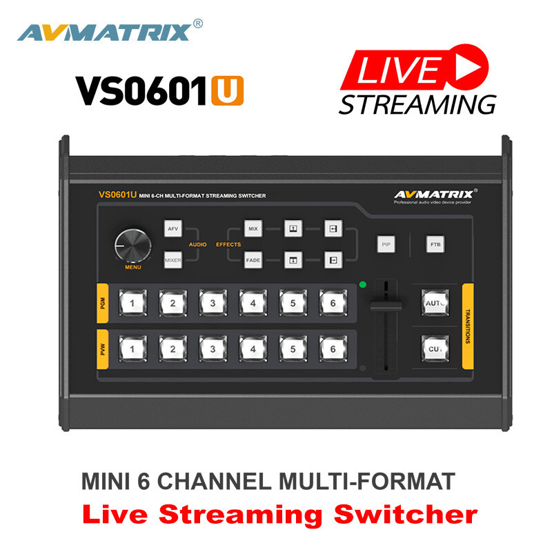 AVMATRIX VS0601U Mini 6 Channel Multi-Format Streaming Switcher 1×USB type-C Out