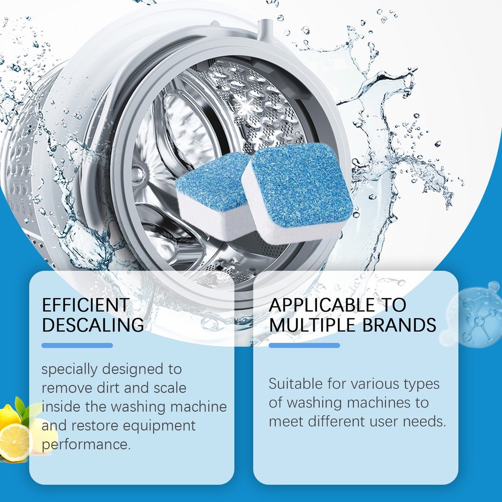 Washer Cleaner Tablets for Front Load Washers Descaling Deodorizing 6-Pack