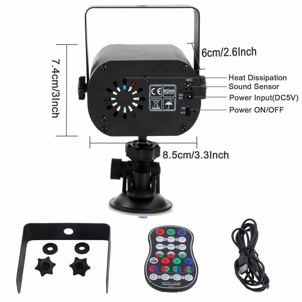 1024Pattern DJ Disco Stage Party Lights Laser Light RGB Strobe Projector &Remote